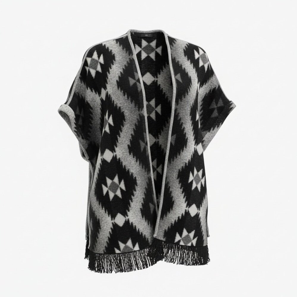 American Eagle Outfitters Vest Black Gray White Aztec Southwest L to XL